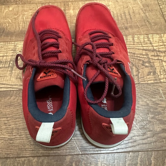Lacoste Red suede and canvas Sneakers with White Sole size 11 - Picture 5 of 9